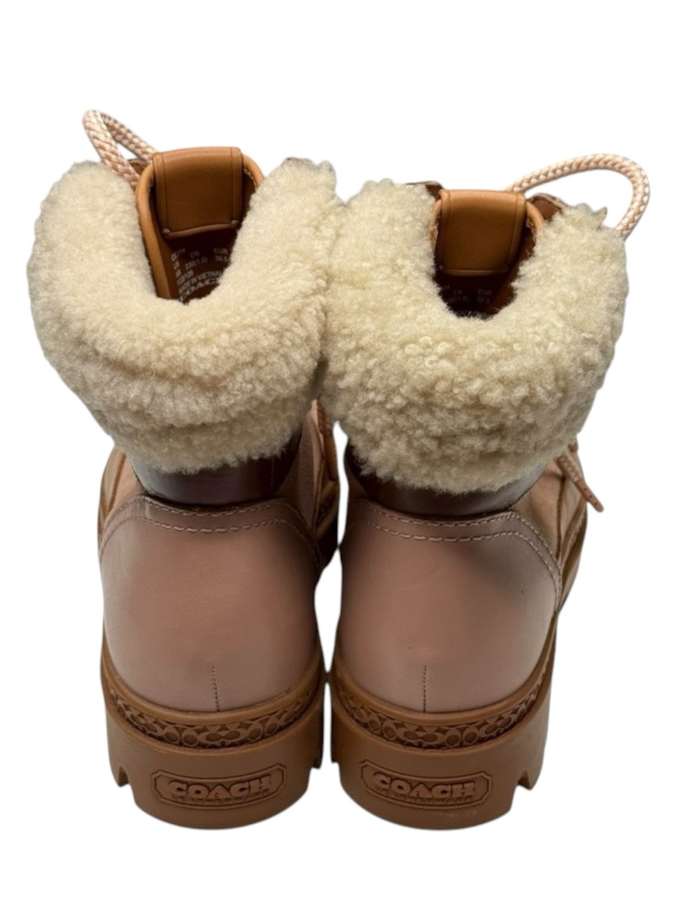 Coach 𒀭 Talia Chic Lug Sole Shearling Lined Bootie 𒀭Camel Pink Blush 𒀭 6M 𒀭 - Picture 5 of 16